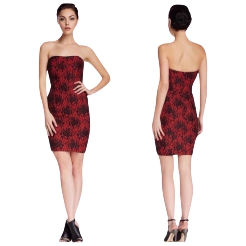 NWT FRENCH CONNECTION Fast Luxury Lace Overlay Strapless Cocktail Dress